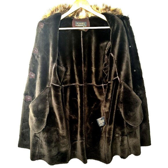 NOVELTI Womens Swing Coat Faux Fur Winter Luxury Cuddly Soft Brown Size Small - Picture 5 of 13